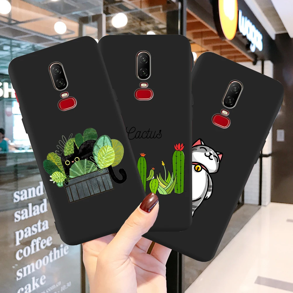 

2021 Cat cactus cartoon cute fashion for Oneplus 8 5 6 7 One Plus 5T 6T 7T 8 Pro Phone Case Coque Funda Cover Luxury etui capas