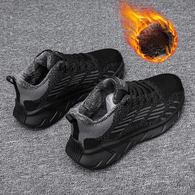 Damyuan New Fashion Men's Running Shoes 47 Big Size Mesh Warm Fur Snow Winter Shoes Split Leather Comfortable Ankle Warm Boots