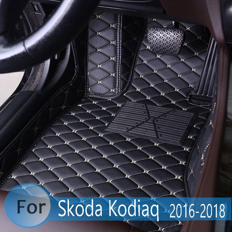 

Автомобильные коврики для Skoda Kodiaq, 5 мест, 2016, 2017, 2018, аксессуары для салона автомобиля, кожаные коврики, коврики для приборной панели