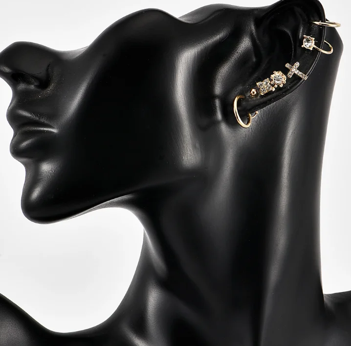 7 шт./компл. женские серьги хрустальный крест бисер геометрическая фигура золотые