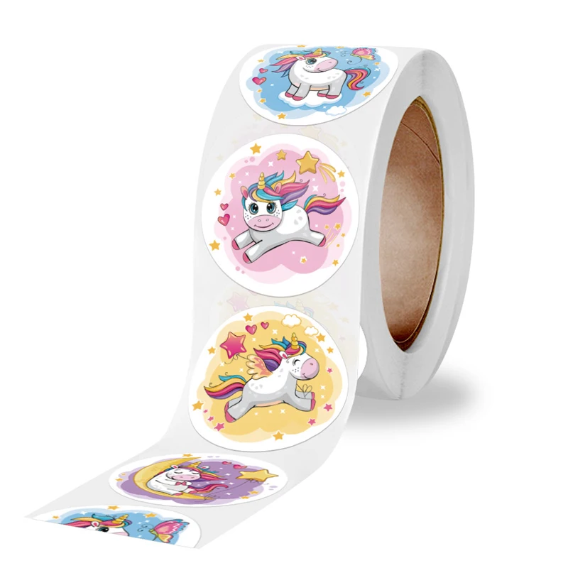 

100-500 Pcs Cute Animal Stickers For Kids 1 Inch Round Adhesive Decoration Labels Teacher Reward Student Children Sticker Roll