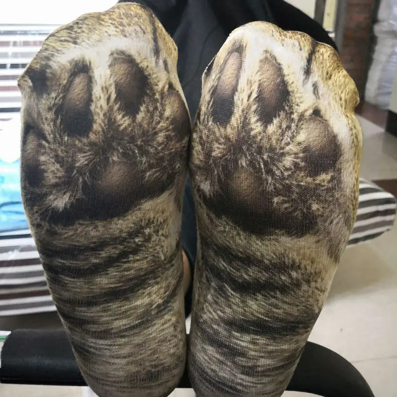 3d носки для взрослых и детей с изображением лап животных хлопковые унисекс