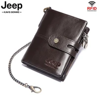 2022 fashion mens coin purse wallet rfid blocking cowhide leather wallet zipper business card holder id money bag wallet male