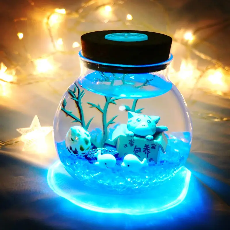 Creative Handmade DIY Romantic Underwater Luminous Bottle Birthday Gift Bedroom Decoration Night Light Free Print Photos