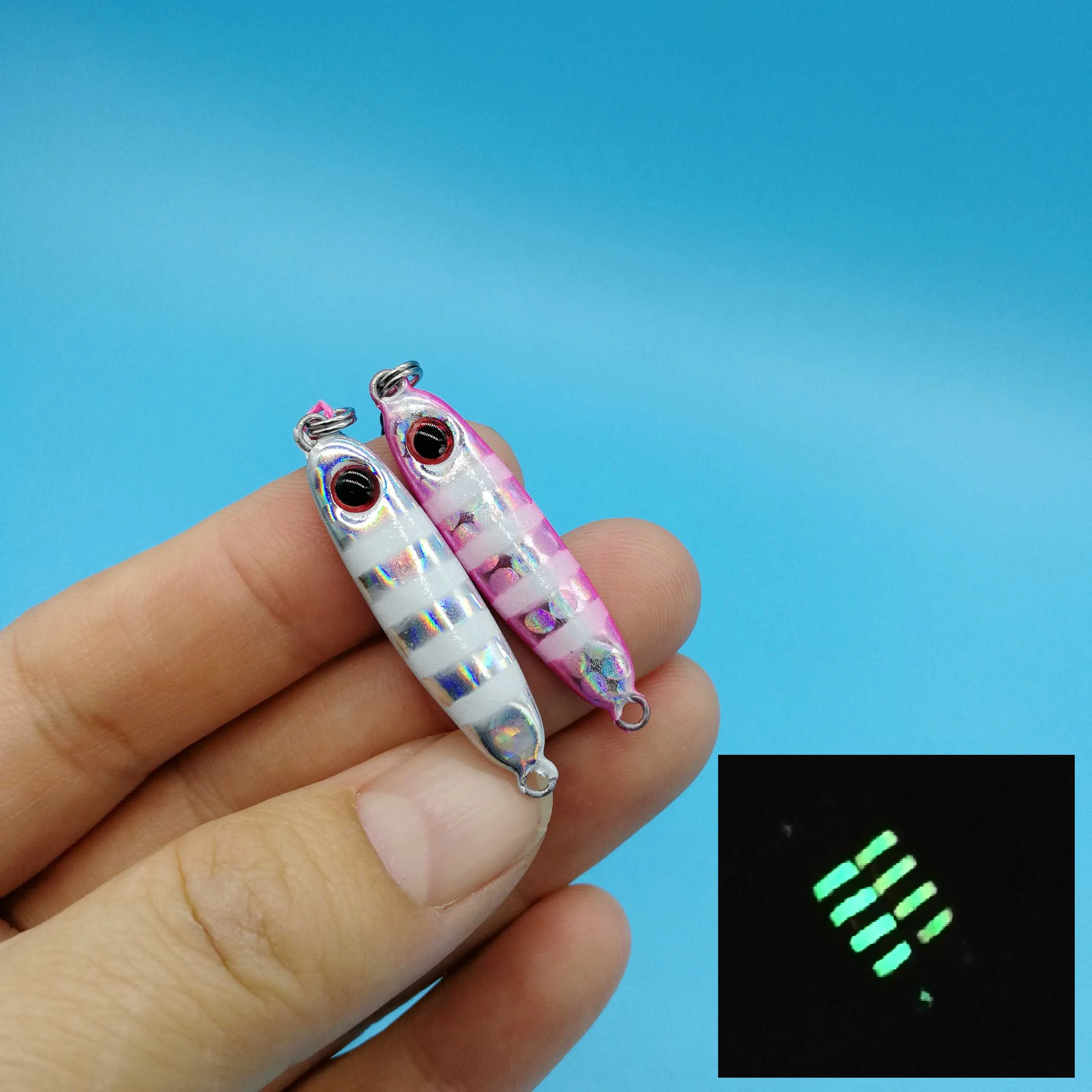 

HOOFISH 24pcs/lot Mini Metal Jig Fishing Lure 5.5g/35mm 6colors Artificial Bait Single Hook Jig Stream Trout Winter Ice Tackle