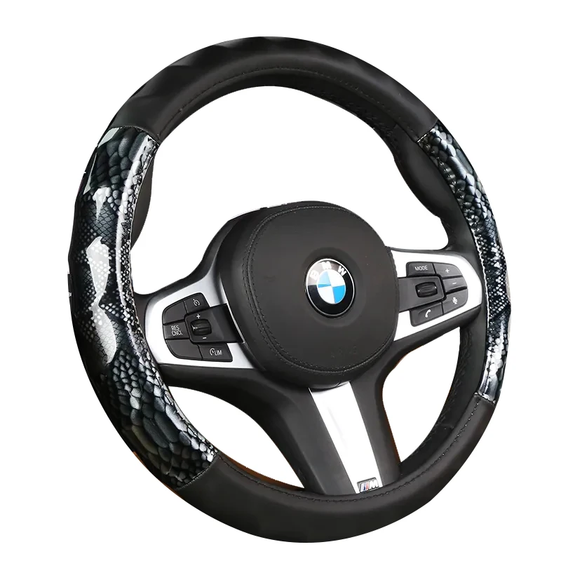 Four Seasons General Motors New Leather Non-slip Breathable Steering Wheel Cover for Men and Women