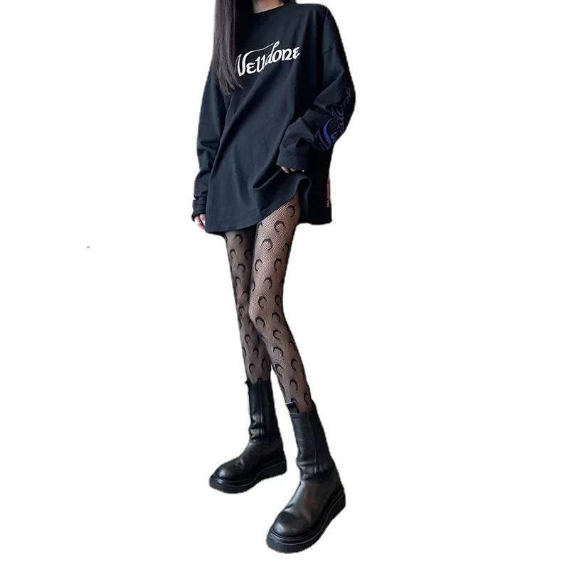 

Колготки, тонкие носки, дышащие маленькие ажурные сетчатые пикантные колготки для диджея, луна, модные летние пикантные чулки