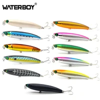 waterboy fishing pencil lure floating high quality hard surface artificial topwater electroplated stickbait fish bait cnorigin