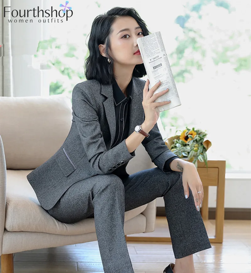 Элегантный деловой костюм для женщин Офисная Леди деловые рабочие брюки Блейзер
