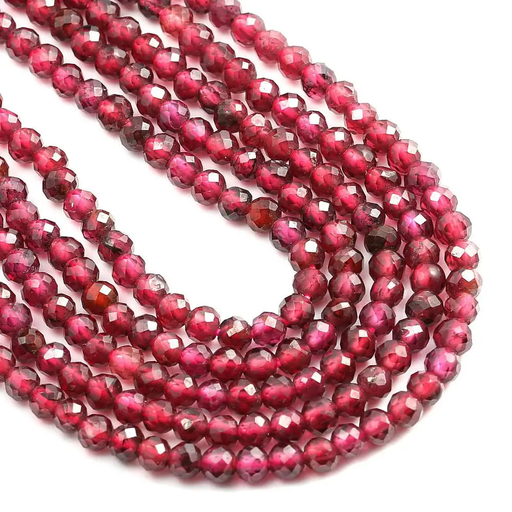

New Natural Stone Faceted Garnet String Bead for Jewelry Making DIY Bracelet Necklace Accessories Women Gifts