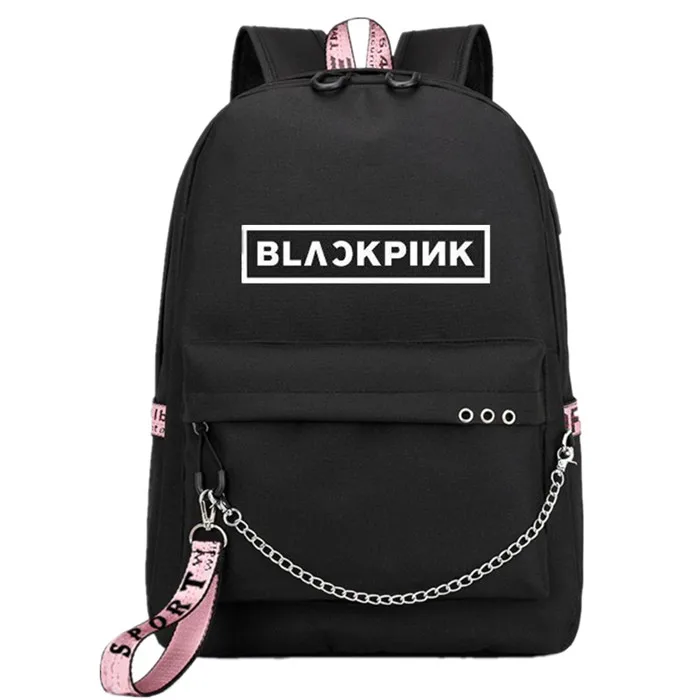 Style 29 Kopo BlackPink Rose Lisa JENNIE USB Рюкзак Школьные сумки черный розовый Mochila дорожные сумки рюкзак на цепочке для ноутбука USB порт для наушников - Цвет: Style 29