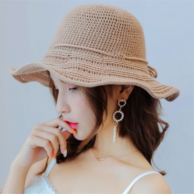 

Handmade Weave Raffia Sun Hats For Women Black Ribbon Lace Up Large Brim Straw Hat Outdoor Beach Summer Caps Chapeu AD0347