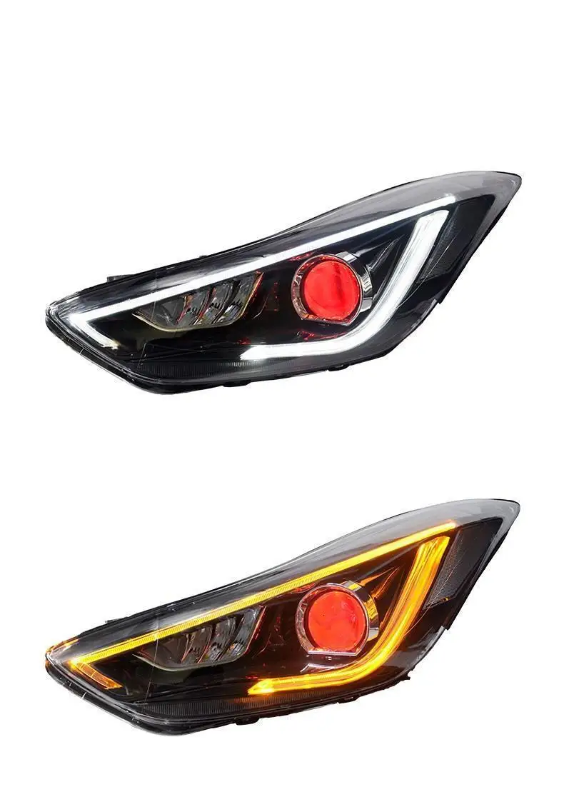Drl Automovil автозапчасти Cob Стайлинг светодиодные дневные ходовые боковые поворотники фары автомобильные фары в сборе для hyundai Elantra