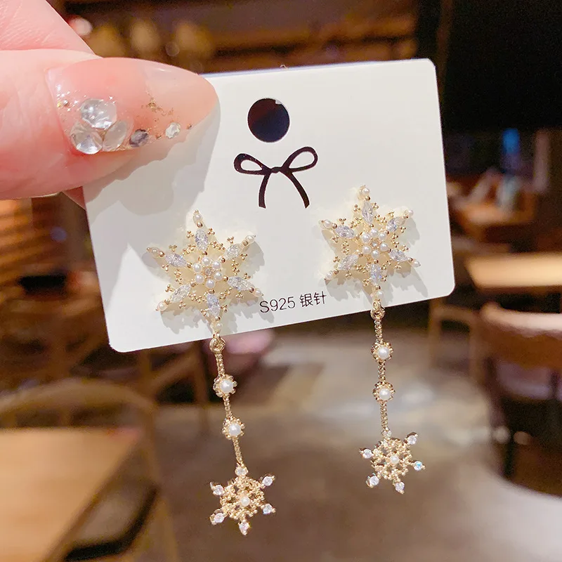 

New Style 14K Real Gold Micro Inlaid Zircon Mango Pearl Earrings S Needle Stud Earrings for Women