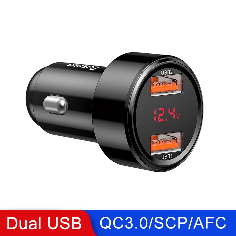 Baseus 6A автомобильное быстрое зарядное устройство 45 Вт QC4.0 QC3.0 Зарядка для iPhone XR X Max 8 Xiaomi huawei P30 телефон автомобильное быстрое зарядное устройство - Название цвета: 2USB Black