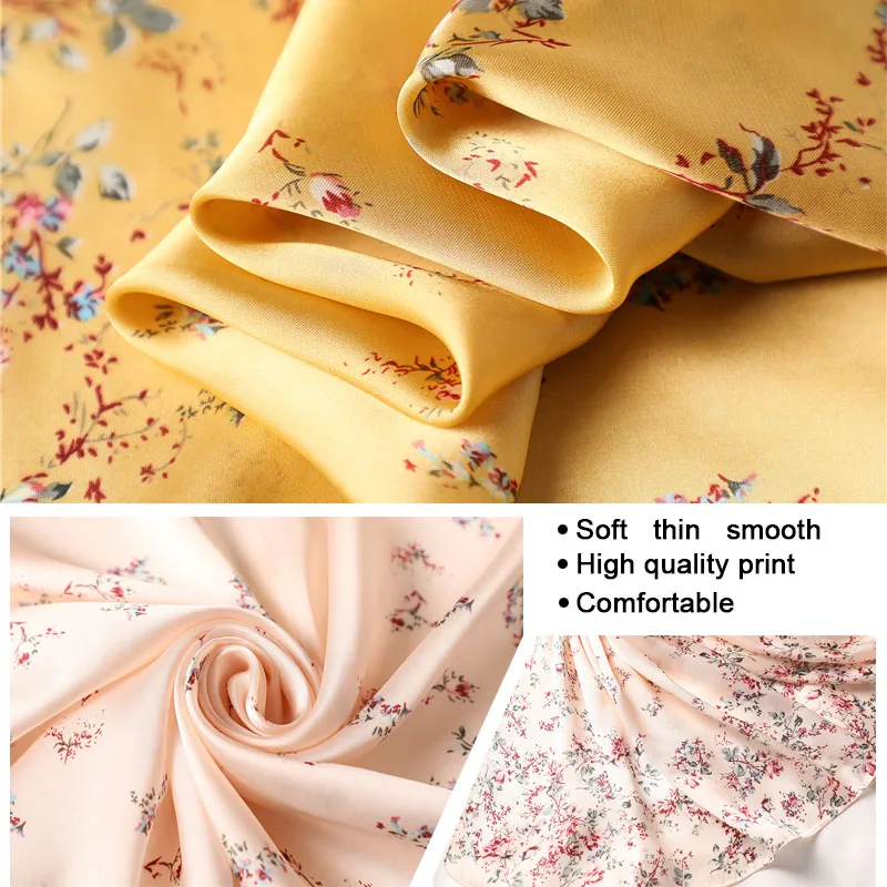 Гладким шелковым материалом шарф для Для женщин 2020 Цветочный принт волос на шее