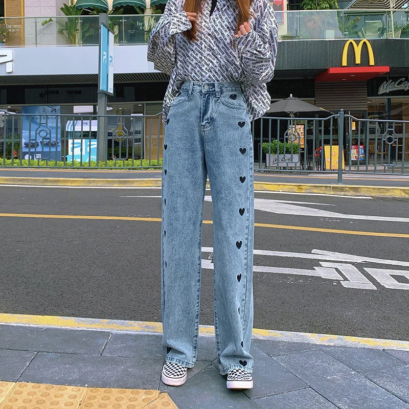 

Woman Jeans High Waist Clothes Wide Leg Denim Clothing Blue Streetwear Vintage Quality 2021 Fashion Harajuku Straight Pants