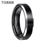 TIGRADE 6 мм черные кольца унисекс из карбида вольфрама полированный серебряный скошенный обручальное кольцо для мужчин обручальное кольцо для пары мужское кольцо