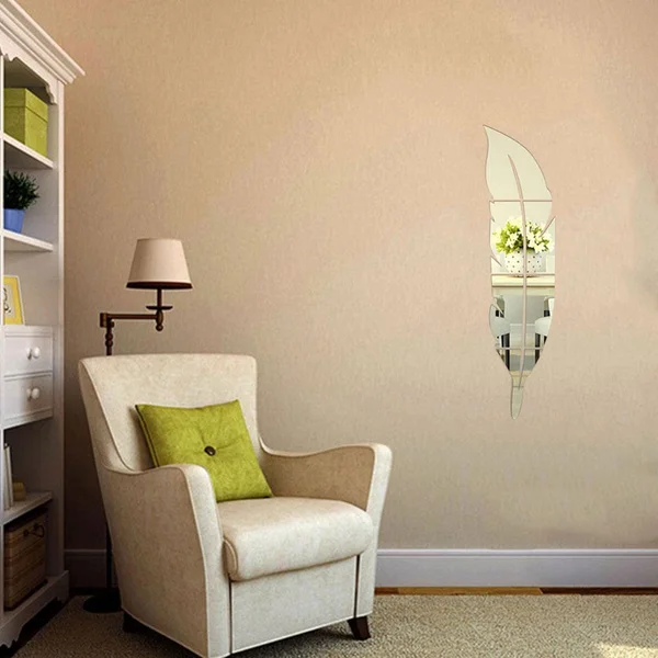 DIY акриловое зеркало серебро современный стиль наклейки на стену перо | Красота и