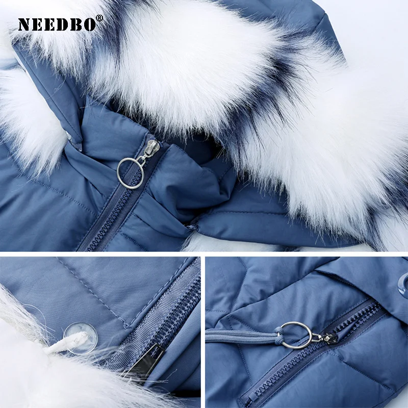 NEEDBO Winter Jacket Women Fur Collar Parka Casual Warm Woman Winter Coats Puffer Jacket Padded Outwear Coat Women Oversize