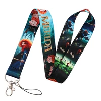 yq267 disney brave princess lanyard keychain cord neck strap phone rope for key id card badge holder rope necklace lariat gift