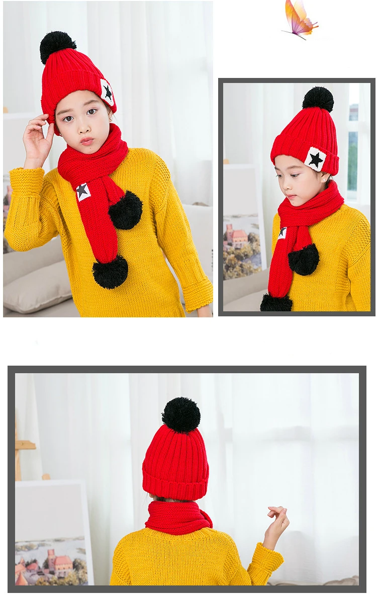 От 5 до 10 лет детский головной убор шарф комплект из двух предметов Осень зима