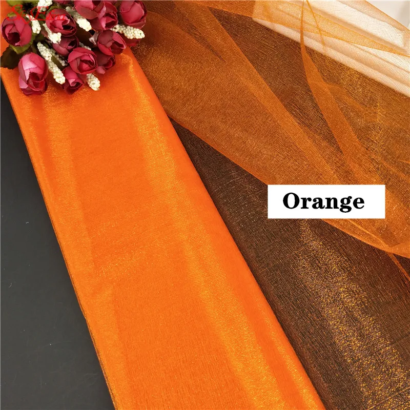 orange 48 см* 5 м прозрачный рулон тюля для наружной свадьбы, дня рождения, вечеринки, украшения свадебного стола белого, синего, розового цвета 7z Sh015 - Цвет: orange