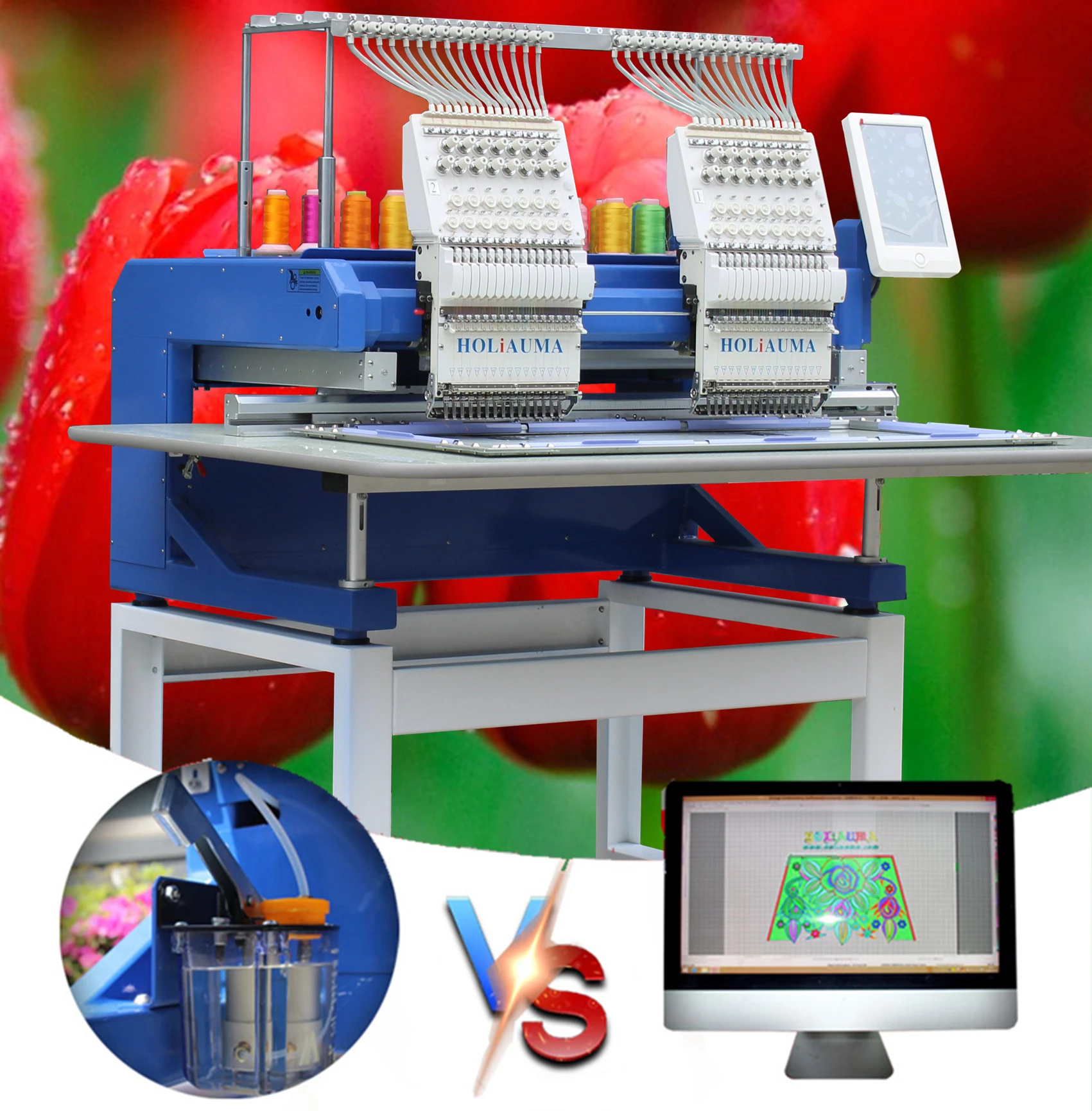 3 года гарантии качества горячая двухголовочная компьютерная вышивальная машина
