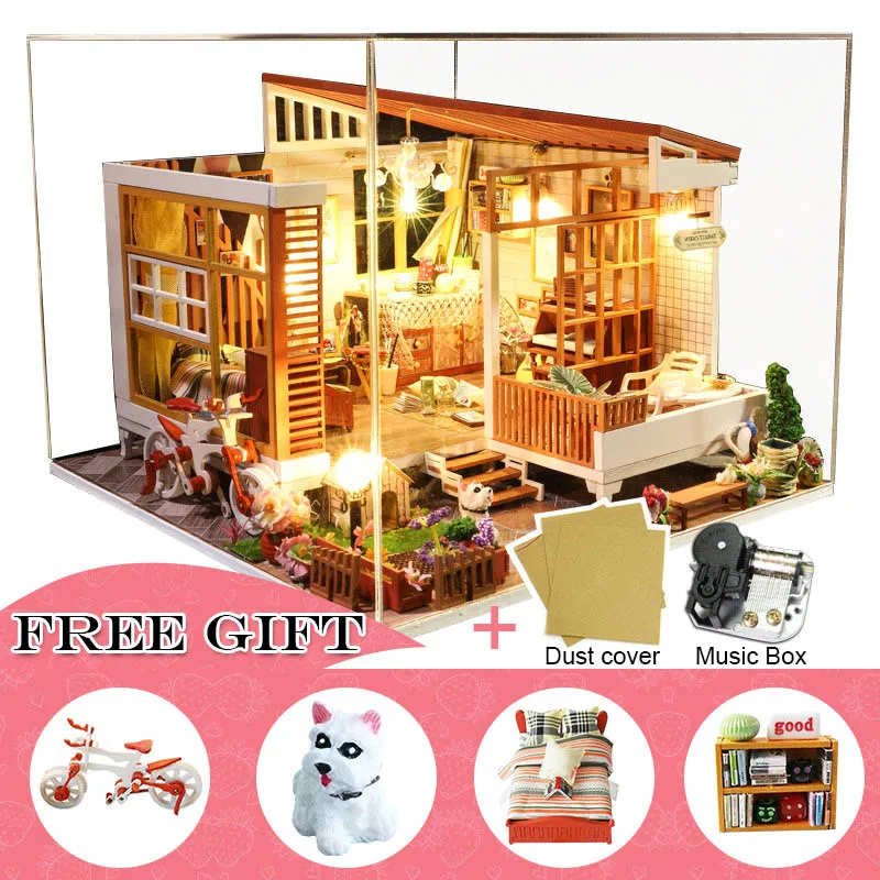 Cutebee Каса Кукольный дом миниатюрная мебель кукольный домик DIY Миниатюрные домики комната коробка театральные игрушки для детей Каса кукольный домик S02A - Цвет: A04C