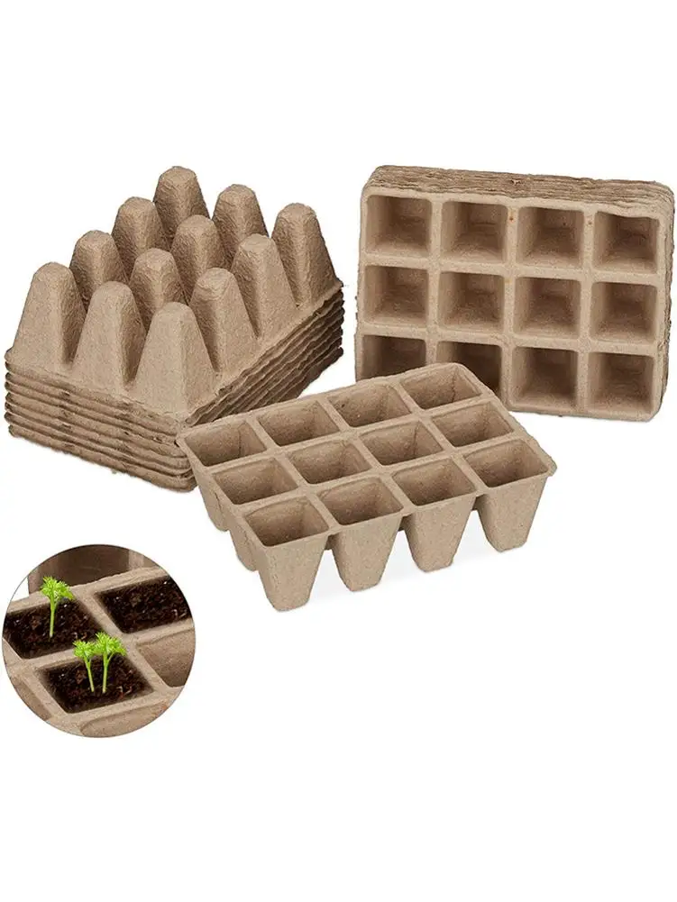 17Pcs 12 Compartments Seed Starter Tray Biodegradable Peat Pots Seedling Germination Trays Organic Plant Kit | Дом и сад
