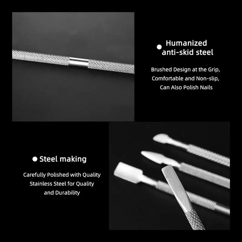 

4pcs Nail Cuticle Remover Double-End Stainless Steel Nail Cuticle Cleaner Pusher Manicure Tool Nails Art Accessories For Girls