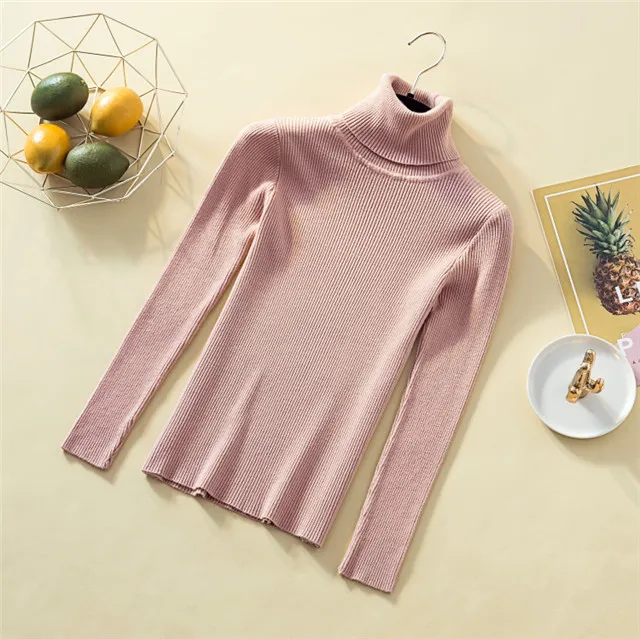dark pink Осенние водолазки, свитера, пуловеры, женские зимние топы с длинными рукавами, тонкие повседневные Мягкие вязаные свитера, джемпер Pull Femme Hiver - Цвет: dark pink
