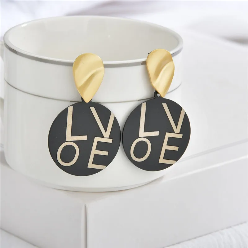 Женские длинные серьги в стиле хип хоп простые черные металлические с сердечками