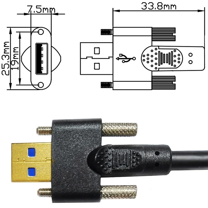 USB 3 0 A папа к Micro B с двойным винтовым фиксирующим жестким диском м3 кабель для