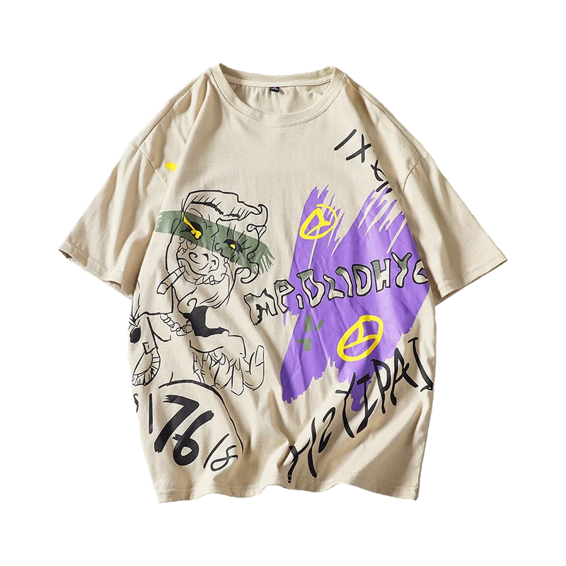

Summer Male's Fashion Short Sleeve T-shirt Men's Graffiti Loose T-Shirts