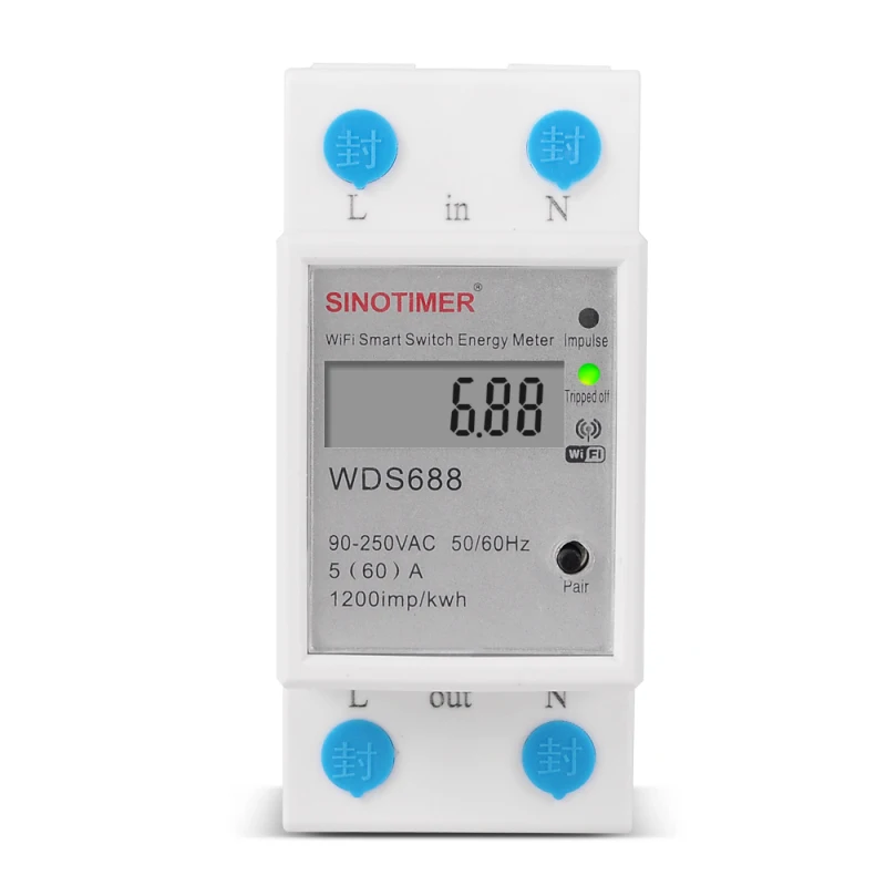 Цифровой потребление электроэнергии киловатт-Din Rail умный измеритель энергии, Wi-Fi, Мощность счетчик ватт дистанционный переключатель Управление монитор 110V 220V AC