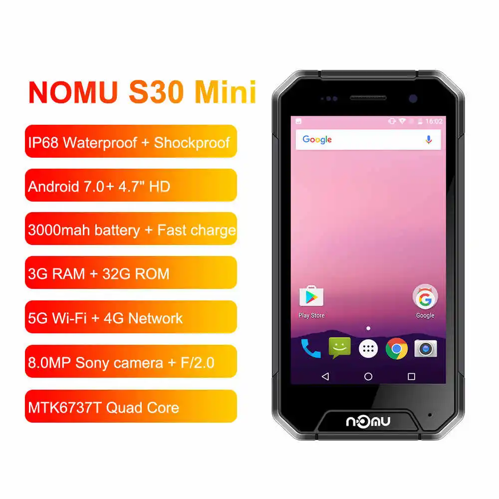 NOMU S30 мини смартфон 3 ГБ ОЗУ 32 Гб ПЗУ 4 7 &quot4G LTE телефон MTK6737VWT четырехъядерный Android 0