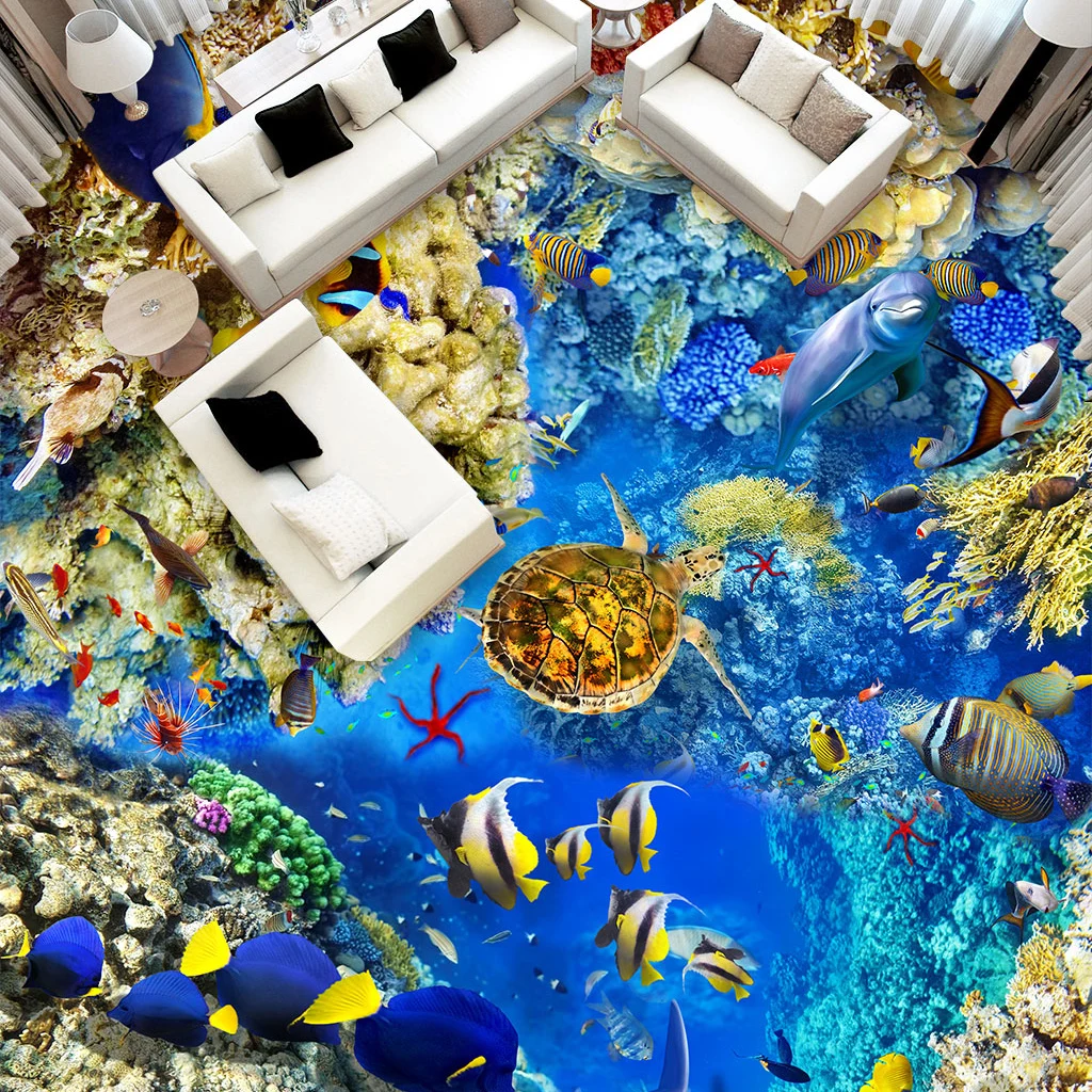 ПВХ самоклеющиеся 3d Пол росписи фото 3D море океан наклейка для пола Ванная