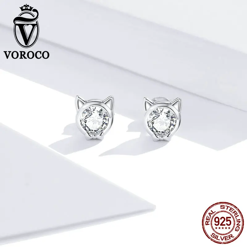 Серьги VOROCO 925 пробы серебро сделай сам кубический циркон милый котенок фурнитура