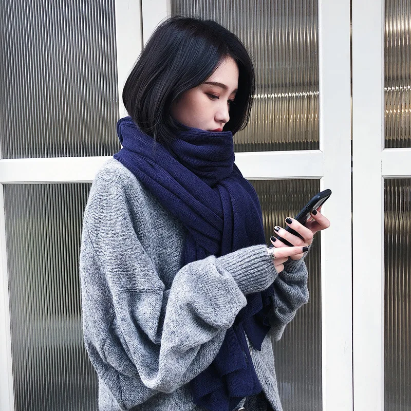 Толстый теплый шарф женские шарфы Однотонный женский зимний очень большой |