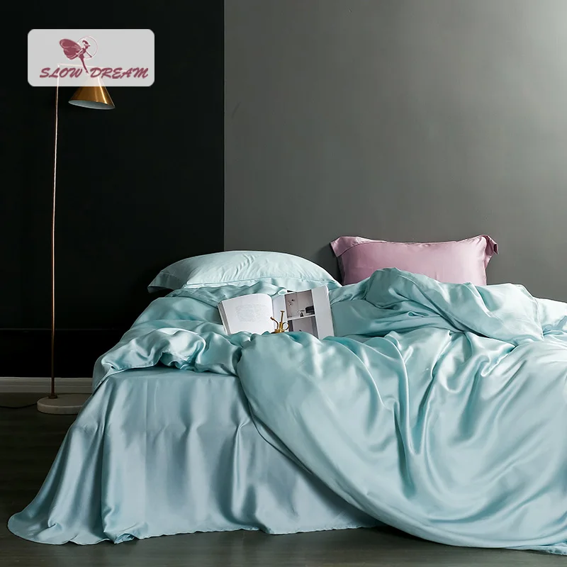 Зеленый постельный комплект из 100% шелка натуральный здоровый материал домашний