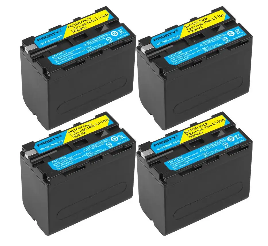4 Pcs Battery 7800 мАч NP F960 NP F970 NP-F960 NP-F970 F950 Батарея+ светодиодный USB Зарядное устройство для sony PLM-100 CCD-TRV35 MVC-FD91 MC1500C L10 TR555 VX22 - Color: 4 Pcs Battery