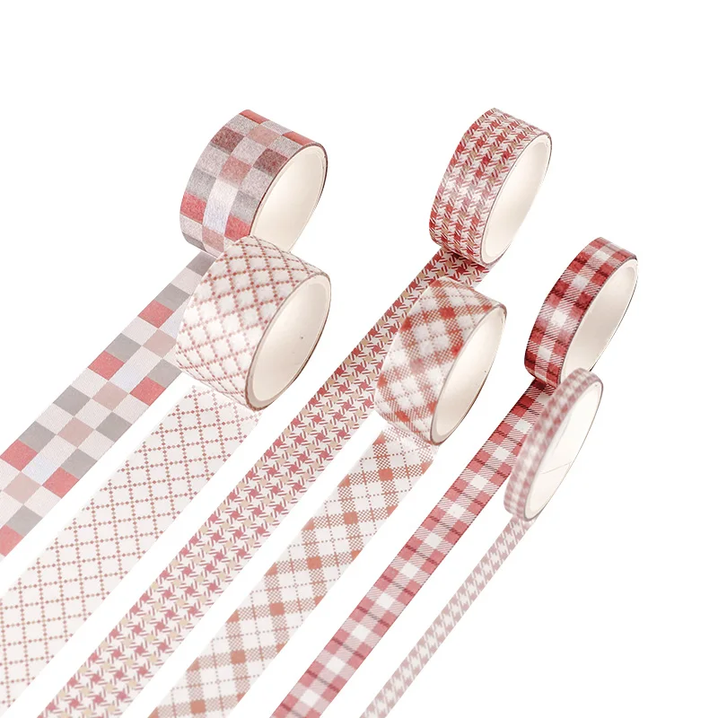 6 рулонов/коробка Обычная Классическая Маскировочная лента в клетку для дневника