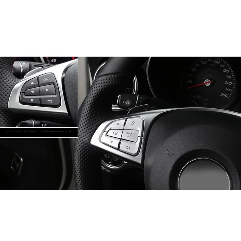 

Silver Steering Wheel Decoration Button Cover Trim Fit for Benz C Class GLC