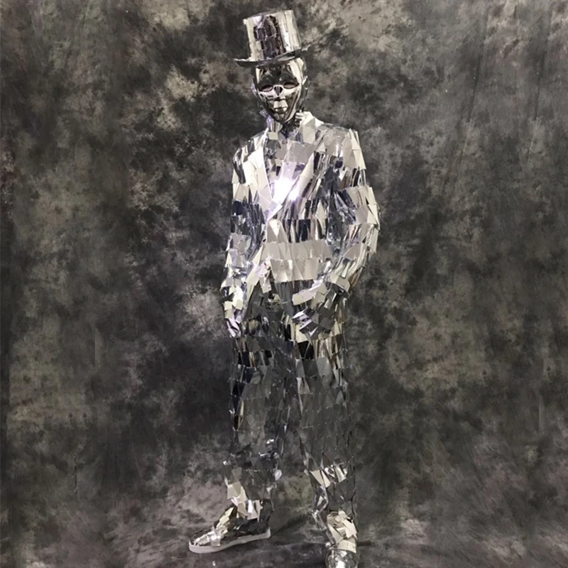 Mirror Performance Costume Men'S Mirror Suit Mechanical Dance Clothes Festival Outfit Male Nightclub Party Wear Handmade DN5099