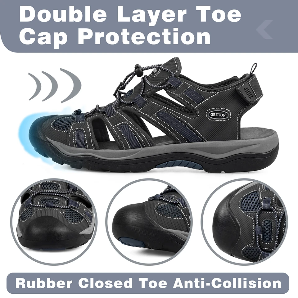 Сандалии GRITION мужские Нескользящие пляжные тапки эластичная лента клоги