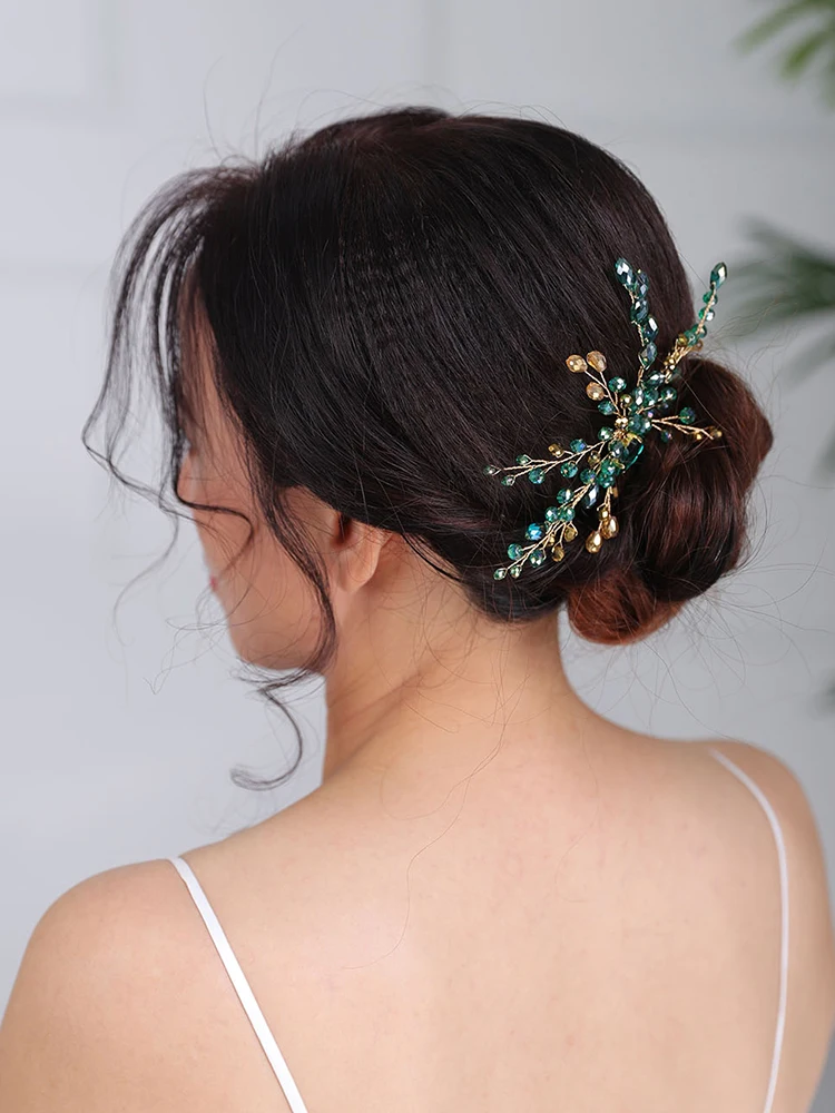 Богемные головные уборы зеленые заколки для волос ручной работы аксессуары