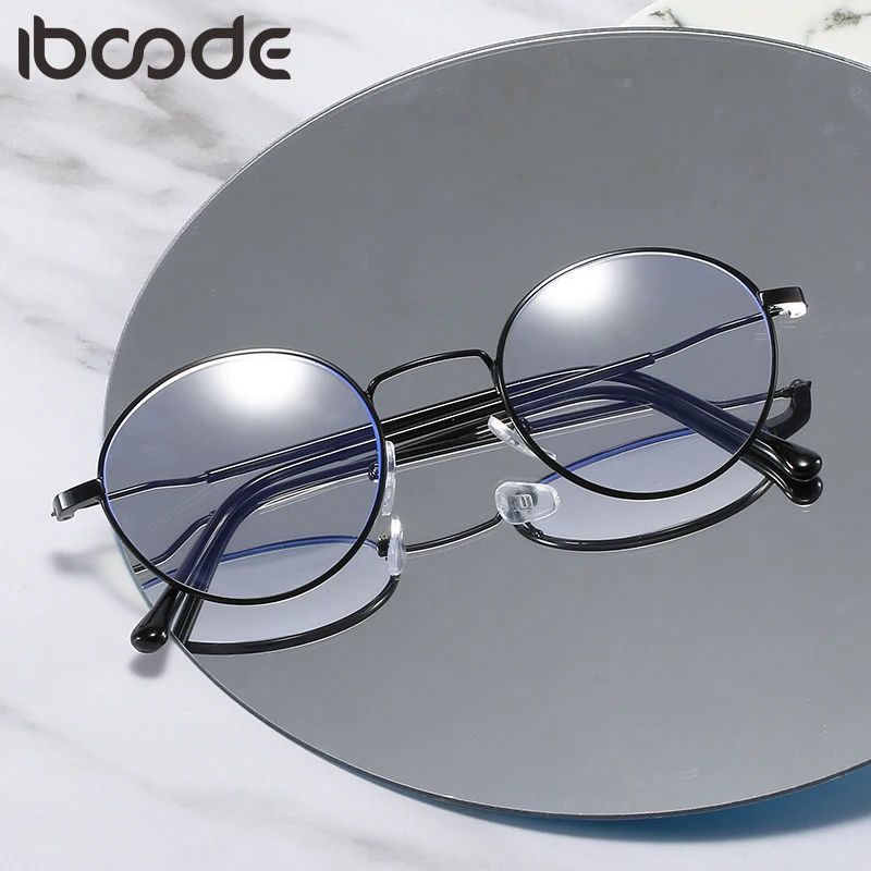

iboode Finished Myopia Glasses Round Women Men Metal Short Sight Spectacle Nearsighted Eyeglasses With -1.0 -1.5 -2.0 To -4.0