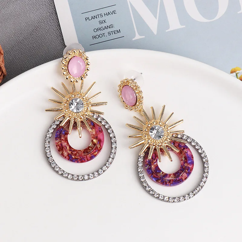 Геометрические большие круглые длинные серьги-подвески женские роскошные