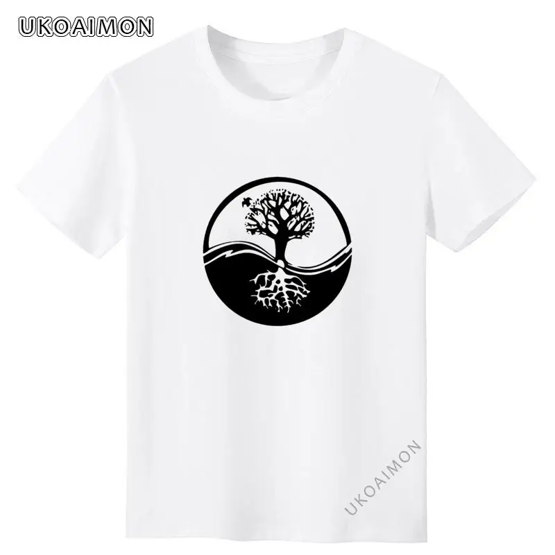 

Thanksgiving Day Tribal Tree Of Life Yin Yang Style Customized Fitness Tight Tops T Shirt Faddish Cotton T Shirt Regular
